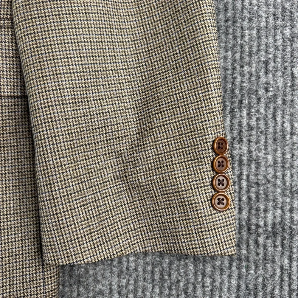 Canali Sport Coat 42L Taupe Wool Nailhead Blazer Italy Tiny Sleeve Hole